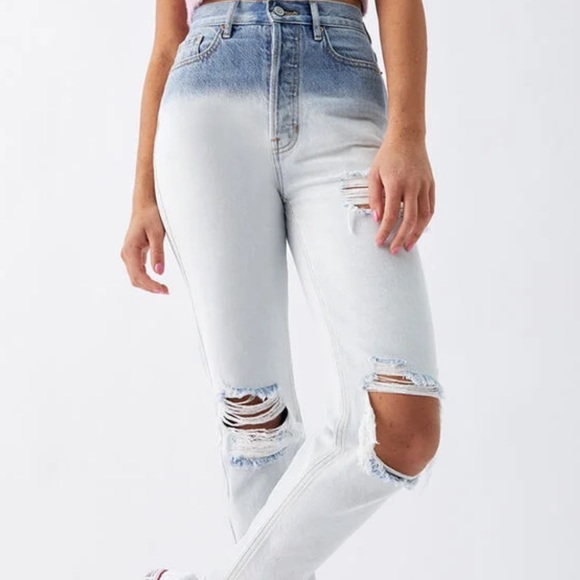 Pacsun Light Blue Acid Wash High Waisted Distressed Jeans Size 24 New - Picture 7 of 7